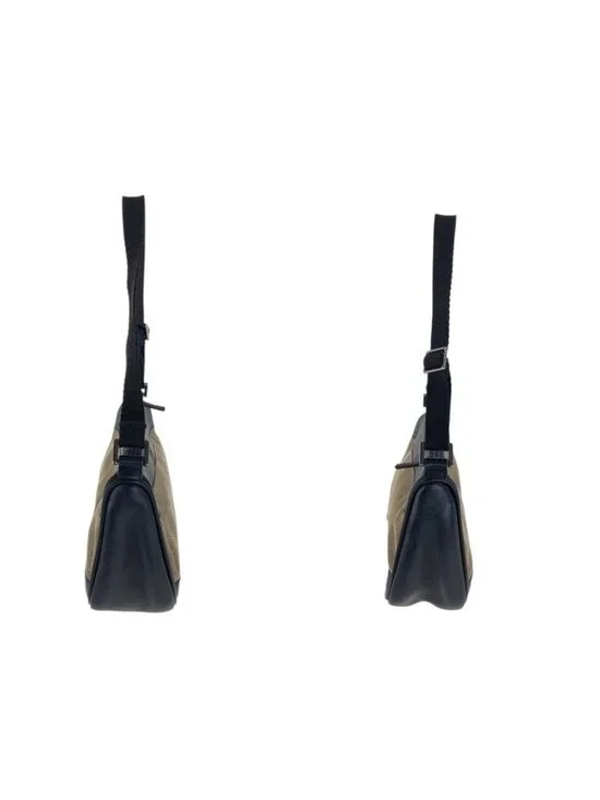 Gucci Black Beige Silver Canvas Leather Handbag Pouch - Picture 5 of 8